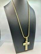 Amazing Yellow Gold Plated Sparkling Cross Pendant Necklacee