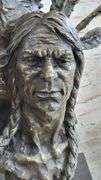Indian Native Chief Eagle Bust Sculpture on Marble Base Statue