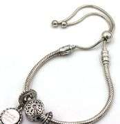 Pandora snake chain slider bracelet with 3 charms