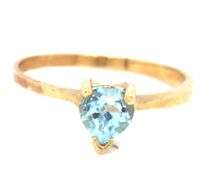 Sweet Estate 14K YG Heart Shaped Aquamarine Ring