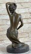 Nude Woman Kneels Bronze Statue