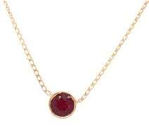 14kt Yellow gold 1.20ct bezel set Ruby solitaire necklace