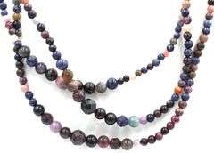 Multi color gemstone 3 strand necklace