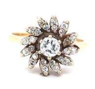 Estate 14K YG Swirl of Diamonds Cluster Ring