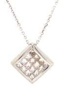 18kt White gold 0.50ctw princess cut Invisible set diamond pendant on chain