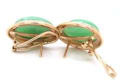 14kt Yellow gold oval Jade clip on earrings