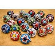 20 Handpainted Ceramic Cabinet Knobs Set