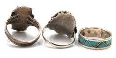 Group lot of 3 Vintage 925 sterling silver turquoise rings