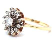 Estate 14K YG Swirl of Diamonds Cluster Ring
