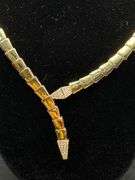 18K GOLD SERPENTI VIPER INSPIRED NECKLACE EARRINGS SET SWAROVSKI