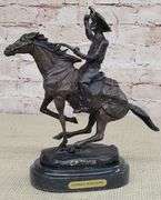 Cowboy on Horse Western Old West Bronze Sculpture