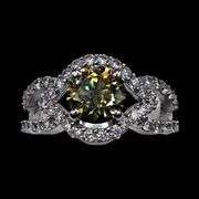 Dazzling 3.15 Ct Green Amber Bronze Fire Moissanite Ring