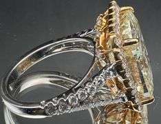 18K Yellow Gold Cushion Cut Diamond Ring of 14.14ct