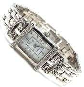 Eccliaci sterling silver quartz diamond bezel watch