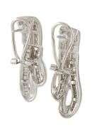 18kt White Gold Baguette and Round Diamond Earrings