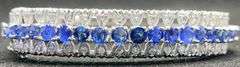 Huge! 9+ CTTW Sapphire & Diamond Bangle Bracelet in 14KT White Gold