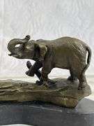 Three Elephants Walking Bronze Statue