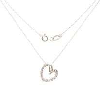 14kt White gold 0.20ctw open heart diamond pendant on chain