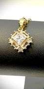 Beautiful Yellow Gold Plate 3.25 Ct Asscher Cut Simulated Diamond Pendant Necklace