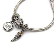 Pandora snake chain slider bracelet with 3 charms