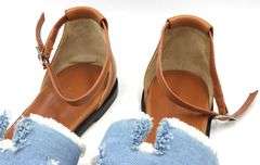 Hermes Santorini sandals in blue denim