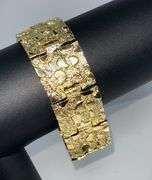 Huge 90.7 Gram Yellow Yukon Gold Plated Nugget Link Bracelet