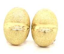 18kt Yellow gold Brushed finish textured oval clip on earrings
