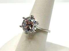 Ladies White Gold Sparkling Near Flawless Ice White CZ Solitaire Ring