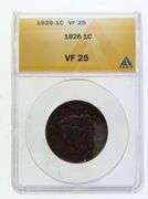 1826 Coronet Head Cent, ANACS VF25