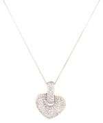 18kt White gold 1.50ctw pave diamond heart shaped pendant on chain