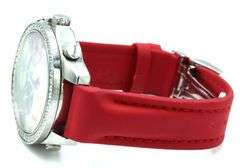 Jacob & Co five time zone quartz 40mm diamond bezel on red trap leather watch