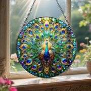Peacock Stained Glass Suncatcher