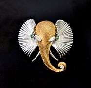 Art Nouveau-Inspired 18K Elephant Brooch