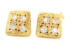 18kt Yellow gold 0.24ctw diamond hammered earrings