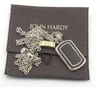 John Hardy black sapphire and Lava rock dog tag pendant on chain