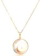 14kt Yellow gold Mabe pearl and diamond accent pendant on chain