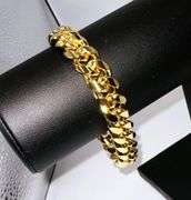 Huge 45 Gram Yellow 14 Kt Gold Plate Cuban Curb Link Bracelet