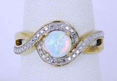Sterling Vermeil Opal Ring, Size 6.5
