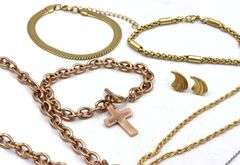 Assorted gold plated steel mixed jewelry