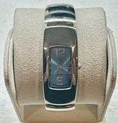 Modern Stainless Steel Blue Dial Cuff Watch Sleek Contemporary Design