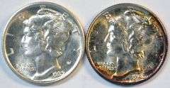 1939-S in BU and 1940-P in Gem BU (FSB) Mercury Dimes