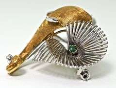 Art Nouveau-Inspired 18K Elephant Brooch