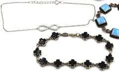 Group lot of 5 Vintage 925 sterling silver gemstone bracelets
