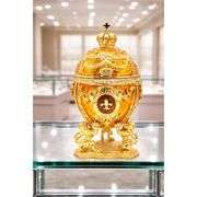 Gold Faberge-Style Hand Painted Egg Trinket Box