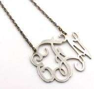 Set of 925 sterling silver Initial cuff bangle and necklace