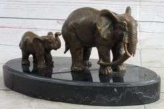 Mother and Child African Elephant Bronze Sculpture