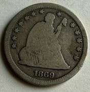 1869 S Seated Quarter