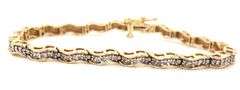 Nice 14K YG Wavy Link Diamond Bracelet