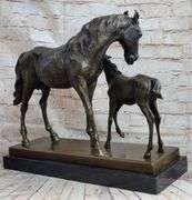 Mare And Foal Horse Bronze Sculpture