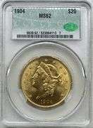 1904 $20 Liberty Head Double Eagle Gold Coin CAC Certified MS62 1 oz U.S. Gold